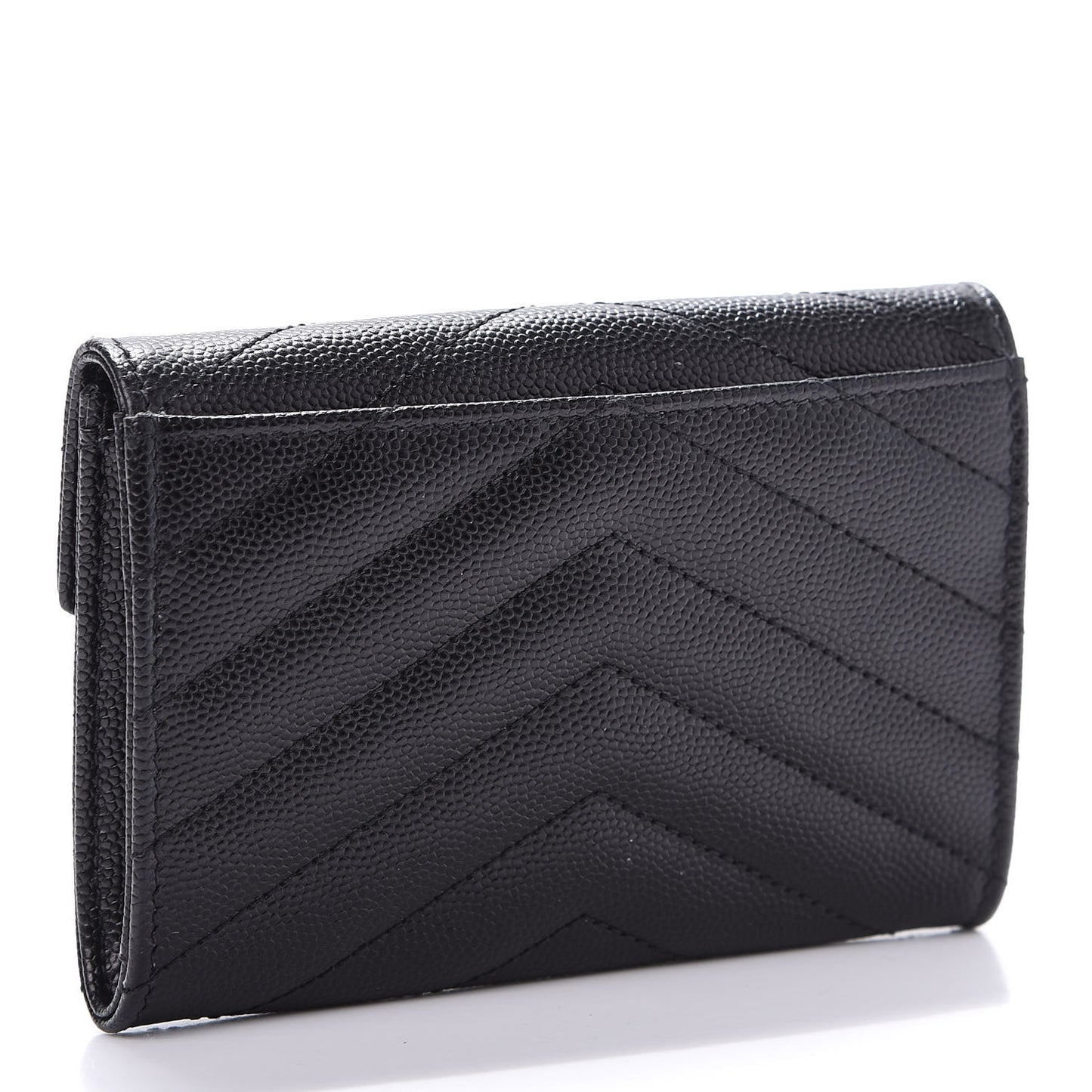 Grain De Poudre Matelasse Chevron Small Monogram Envelope Wallet Black