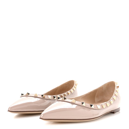Valentino Garavani Patent Rockstud Ballerina Flats 38 Poudre 4 of 9