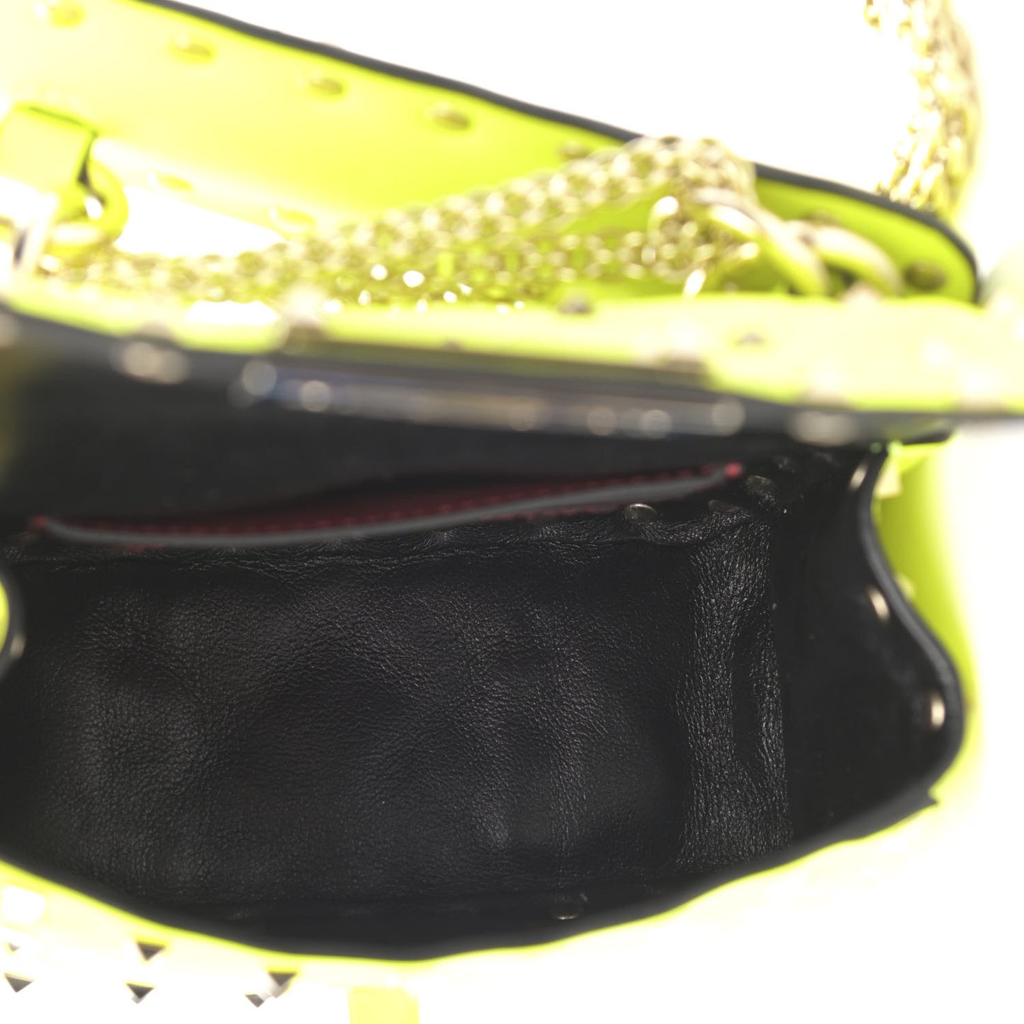 Calfskin Micro Rockstud Spike Shoulder Bag Lime