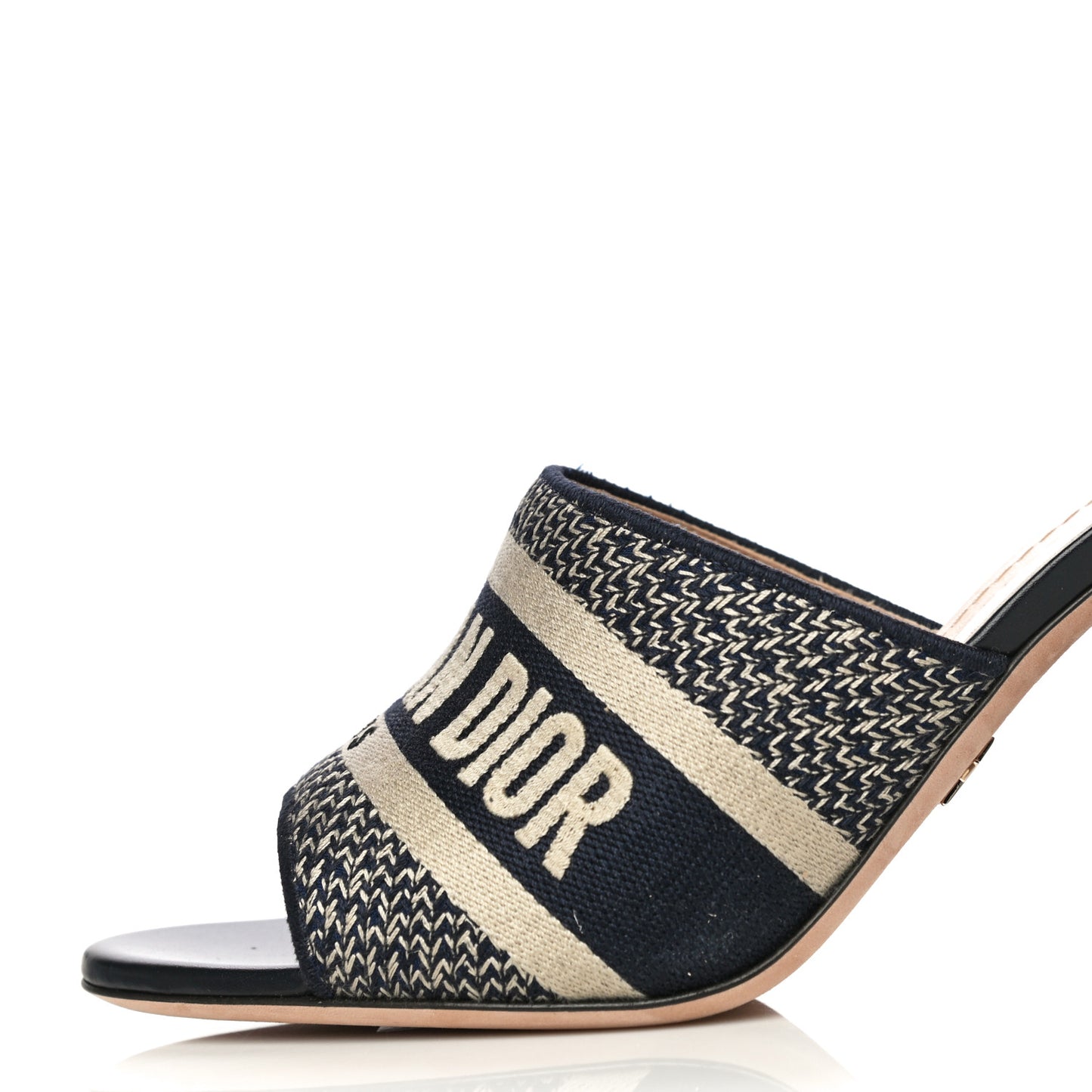 Cotton Embroidered Dway 85mm Slide Sandals 39.5 Deep Blue