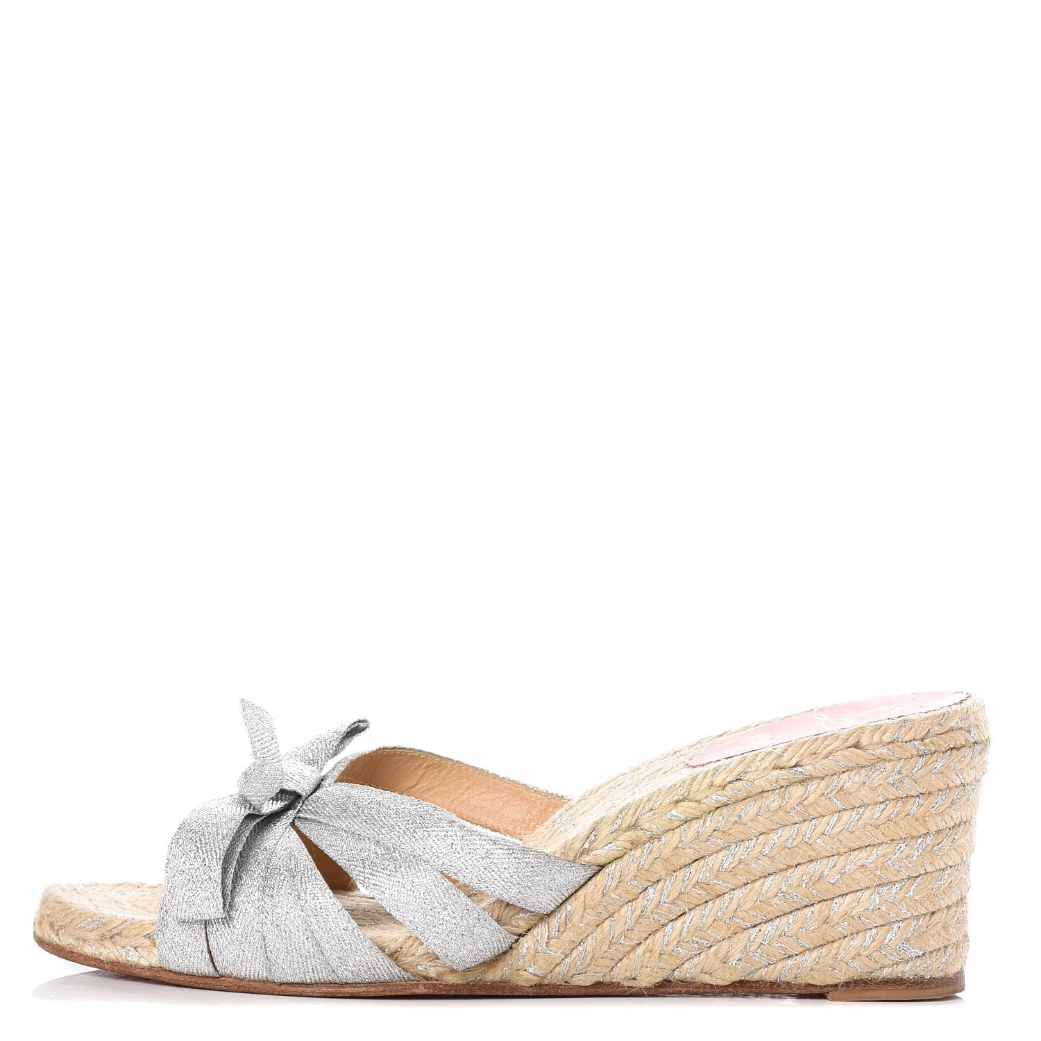 Christian Louboutin Grosgrain Tiburon Espadrille Wedges 41 Plata 1 of 8