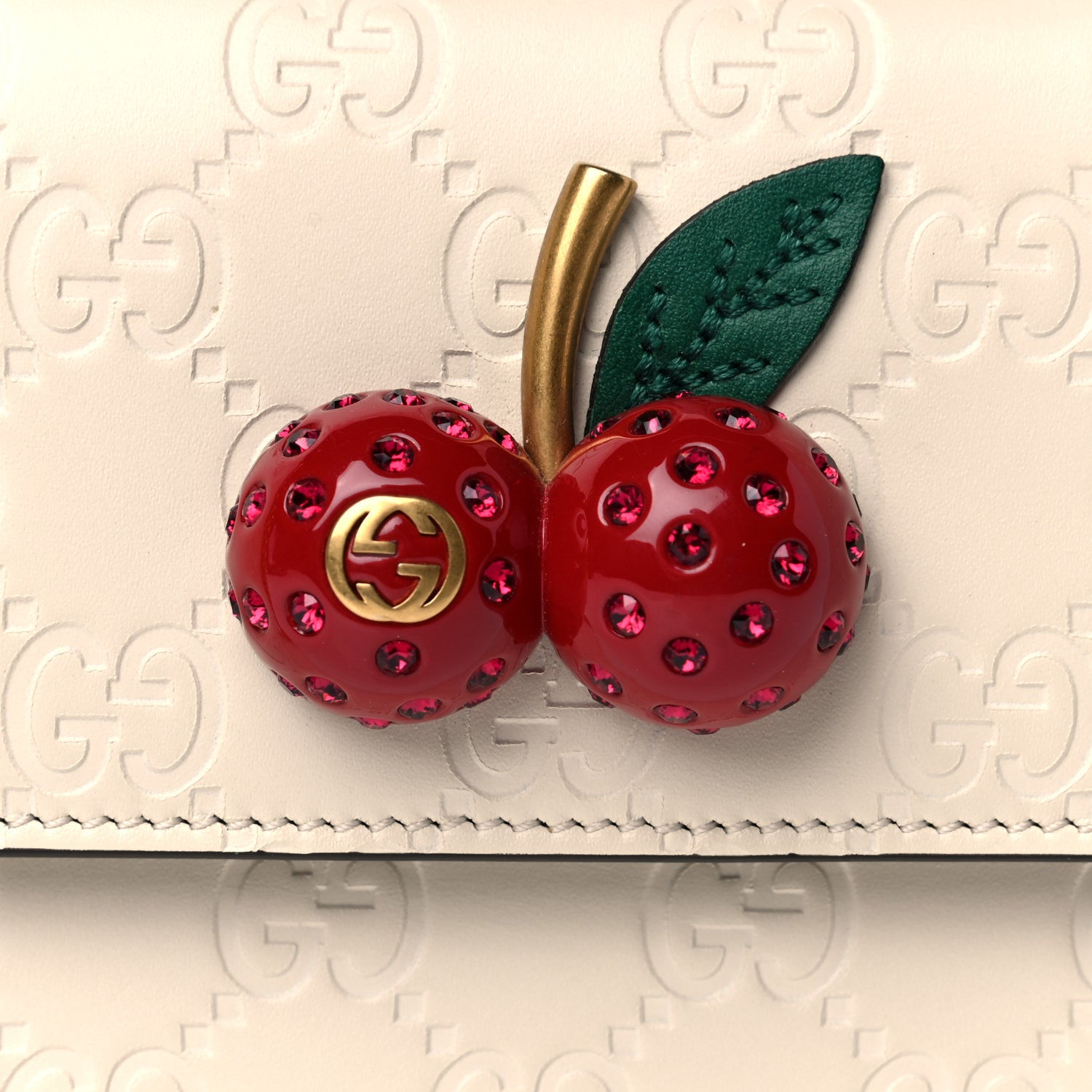 Gucci Guccissima Mini Cherry Chain Bag White 7 of 12