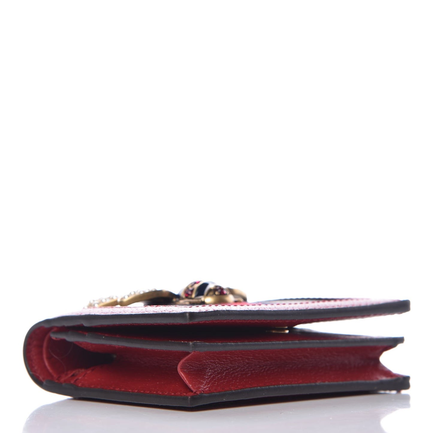 GG Supreme Monogram Queen Margaret Card Case Red