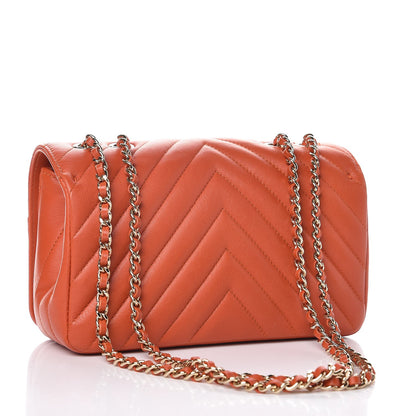 Chanel Calfskin Chevron Quilted Mini Statement Flap Dark Orange 3 of 8