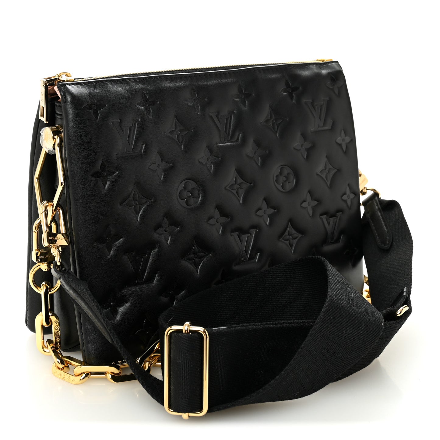 Lambskin Embossed Monogram Coussin PM Black
