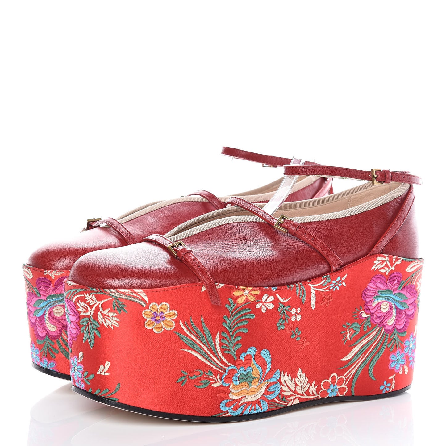 Malaga Kid Silk Hannelore Detachable Platform Slide 40.5 Hibiscus Red