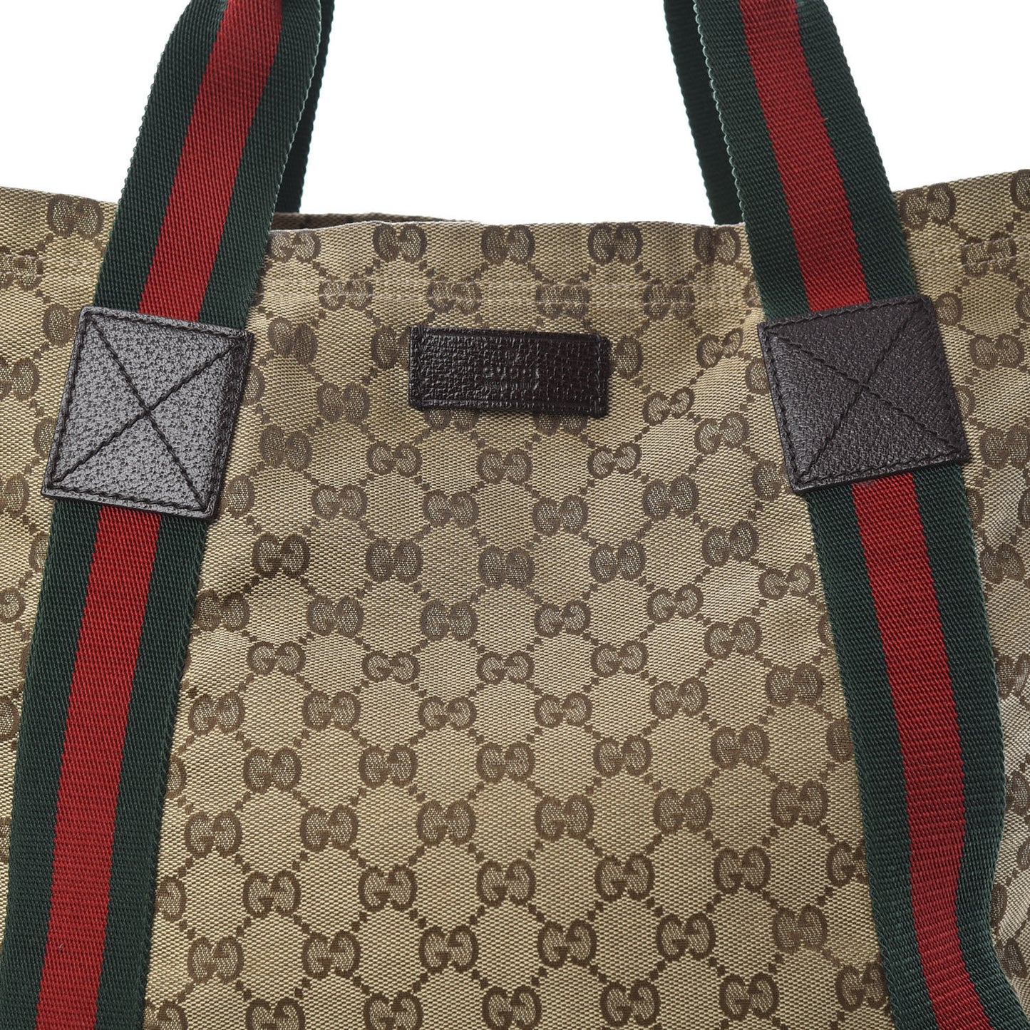 GG Monogram Medium Web Handle Vertical Tote Dark Brown