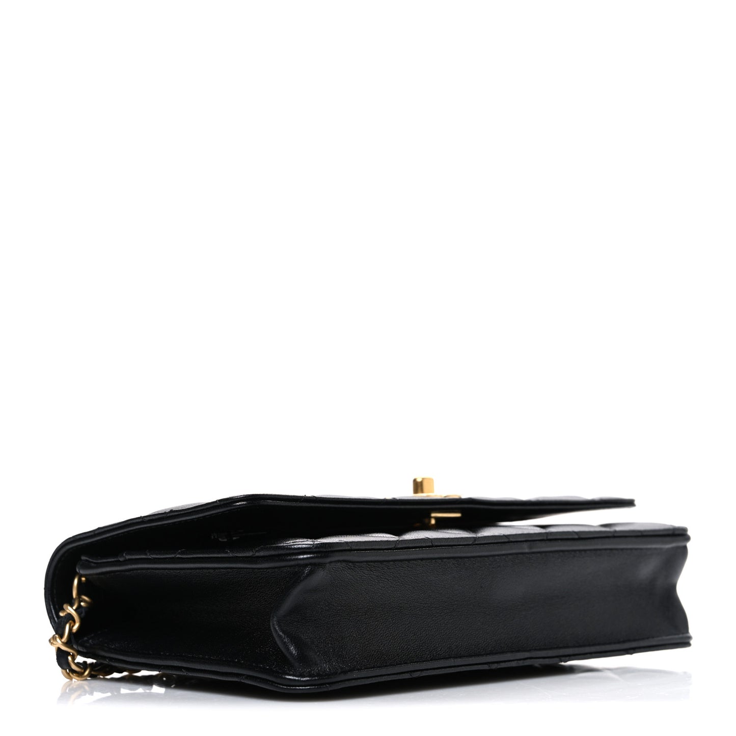 Lambskin Quilted CC Pearl Crush Wallet on Chain WOC Black