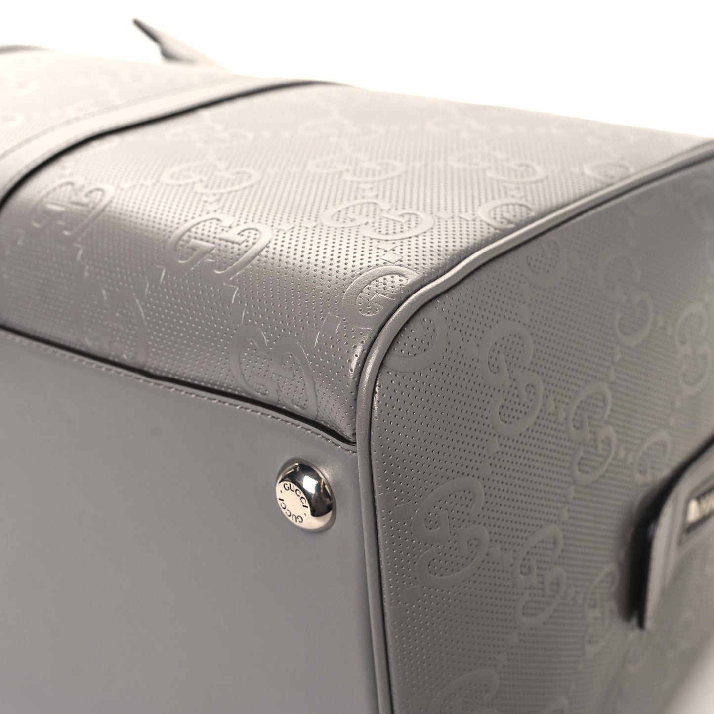 Calfskin GG Tennis Embossed Duffle Bag Grey