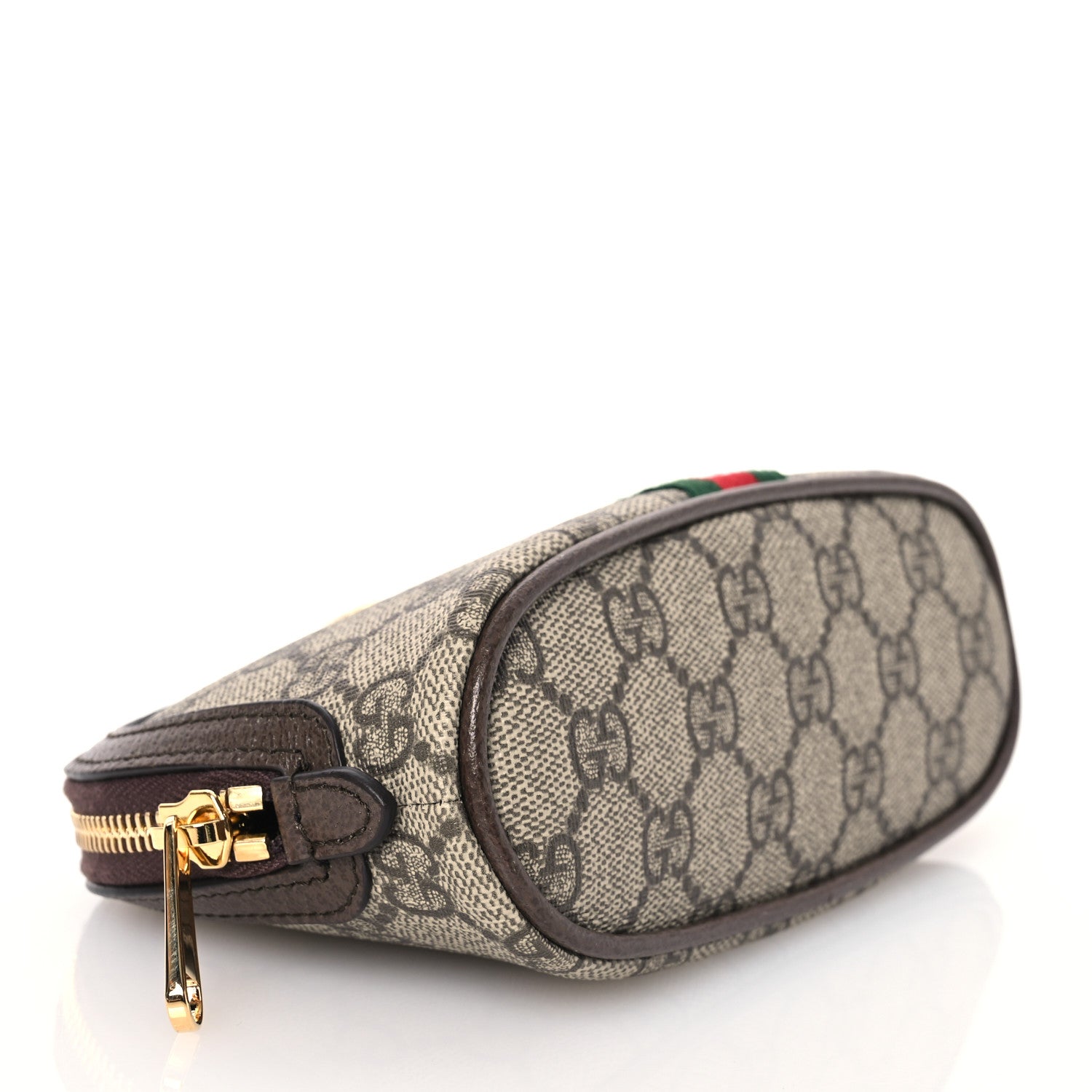Gucci GG Supreme Monogram Textured Calfskin Web Medium Ophidia Cosmetic Case Beige Ebony New Acero 4 of 8
