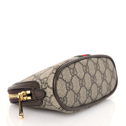 Gucci GG Supreme Monogram Textured Calfskin Web Medium Ophidia Cosmetic Case Beige Ebony New Acero 4 of 8