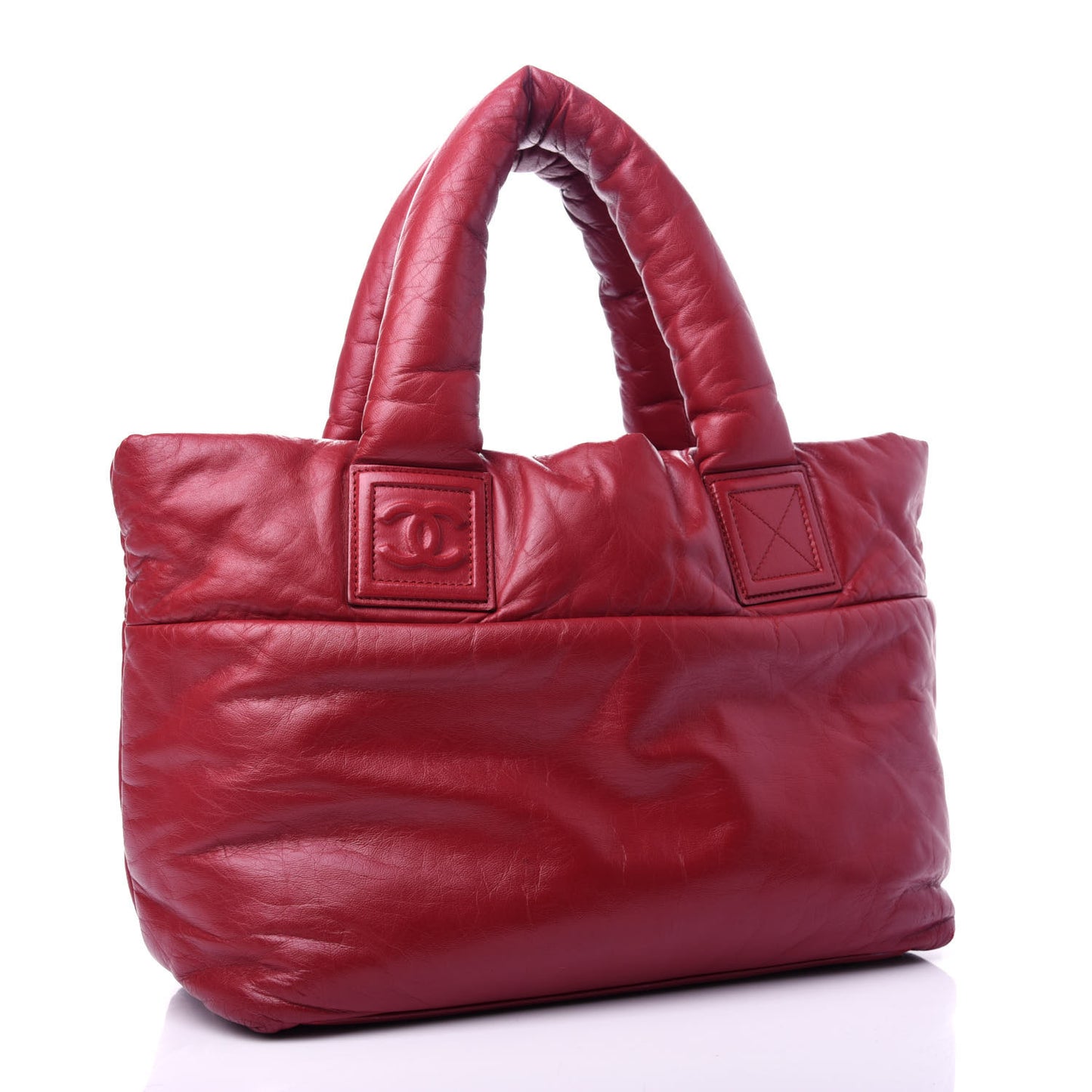 Nylon Quilted Small Coco Cocoon Reversible Tote Red