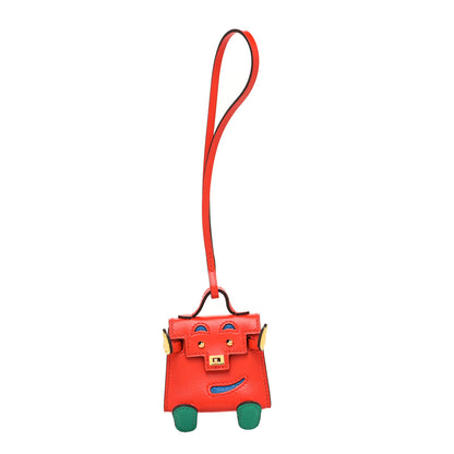 Hermes Tadelakt Chevre Mysore Kelly Quelle Idole Bag Charm Capucine Jaune De Naples Vert Vertigo Zanzibar 1 of 6