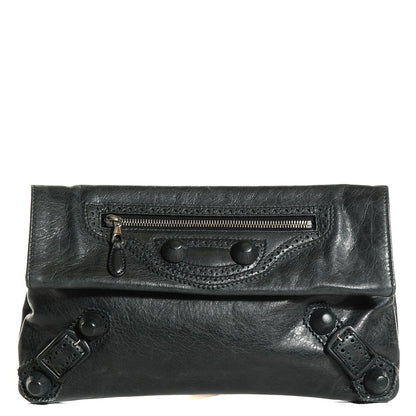 Balenciaga Agneau Giant Brogues Hardware Envelope Clutch Anthracite 11 of 20