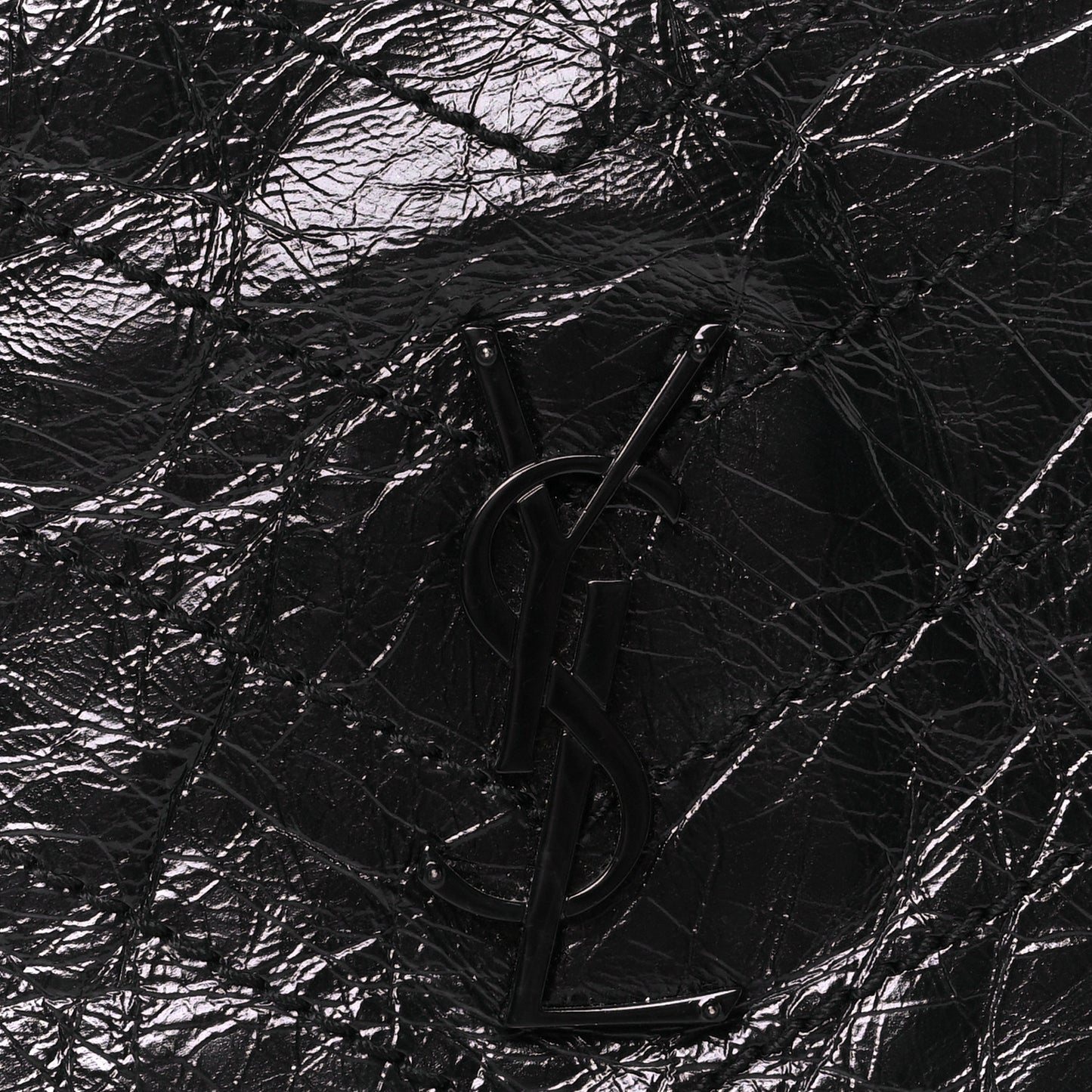 Crinkled Calfskin Matelasse Monogram Niki Chain Wallet Black