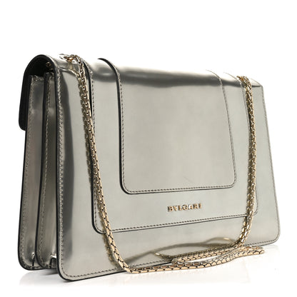 Bulgari Metallic Calfskin Serpenti Forever Shoulder Bag Silver 3 of 9