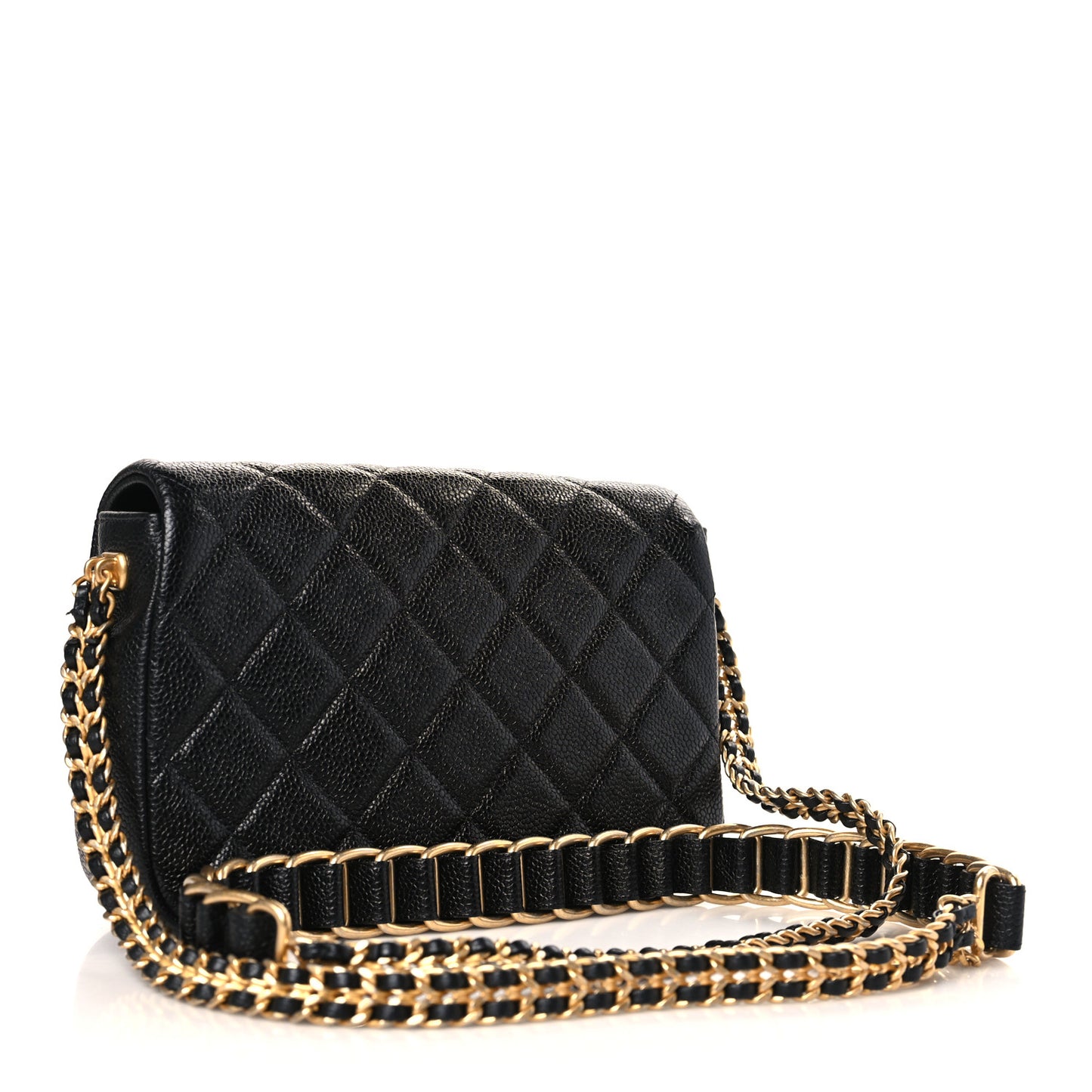 Caviar Quilted Chain Soul Flap Black
