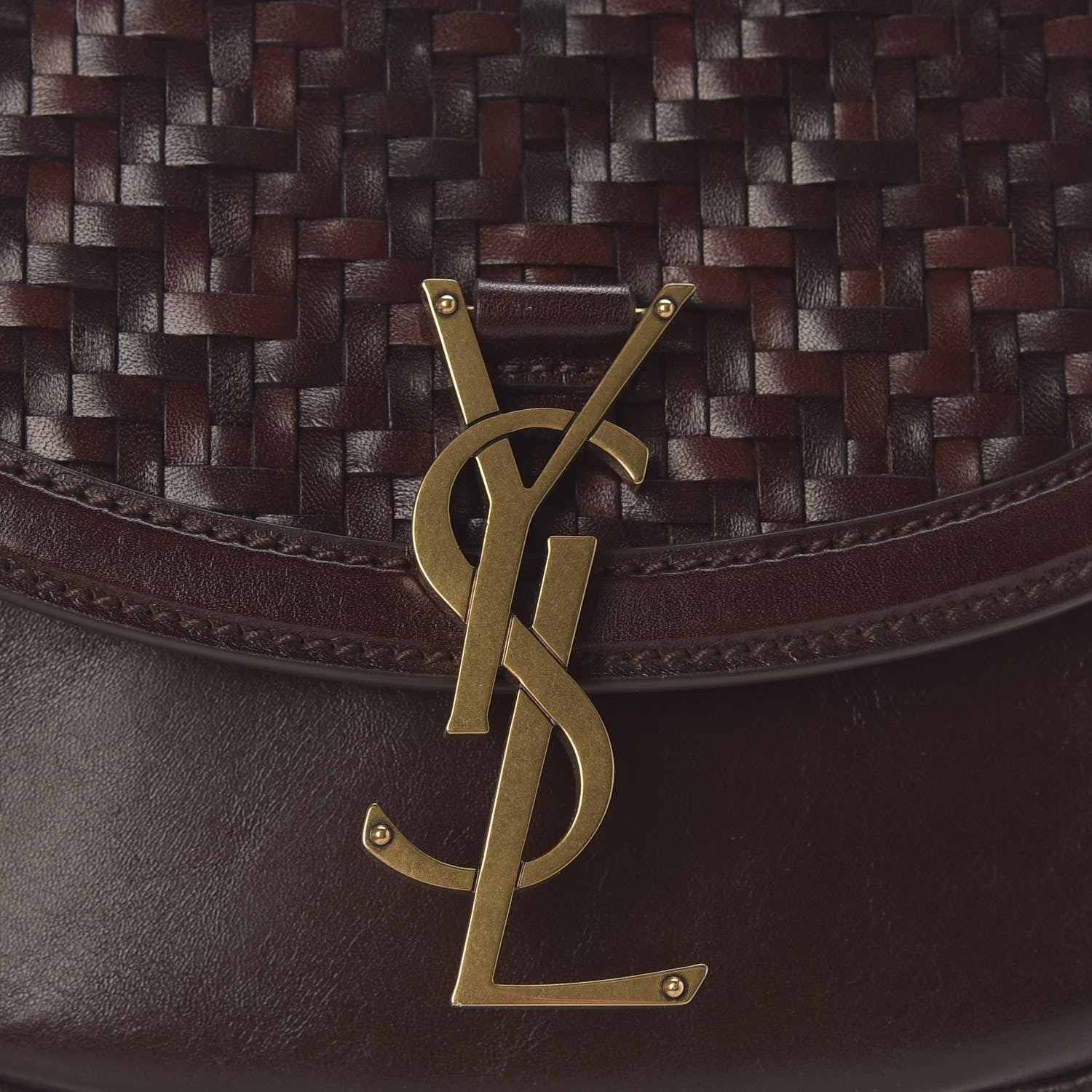 Saint Laurent Calfskin Monogram Woven Small Kaia Satchel Burnt Brown 11 of 12