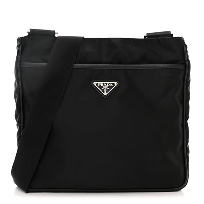 Prada Tessuto Nylon Saffiano Logo Messenger Bag Black 1 of 10