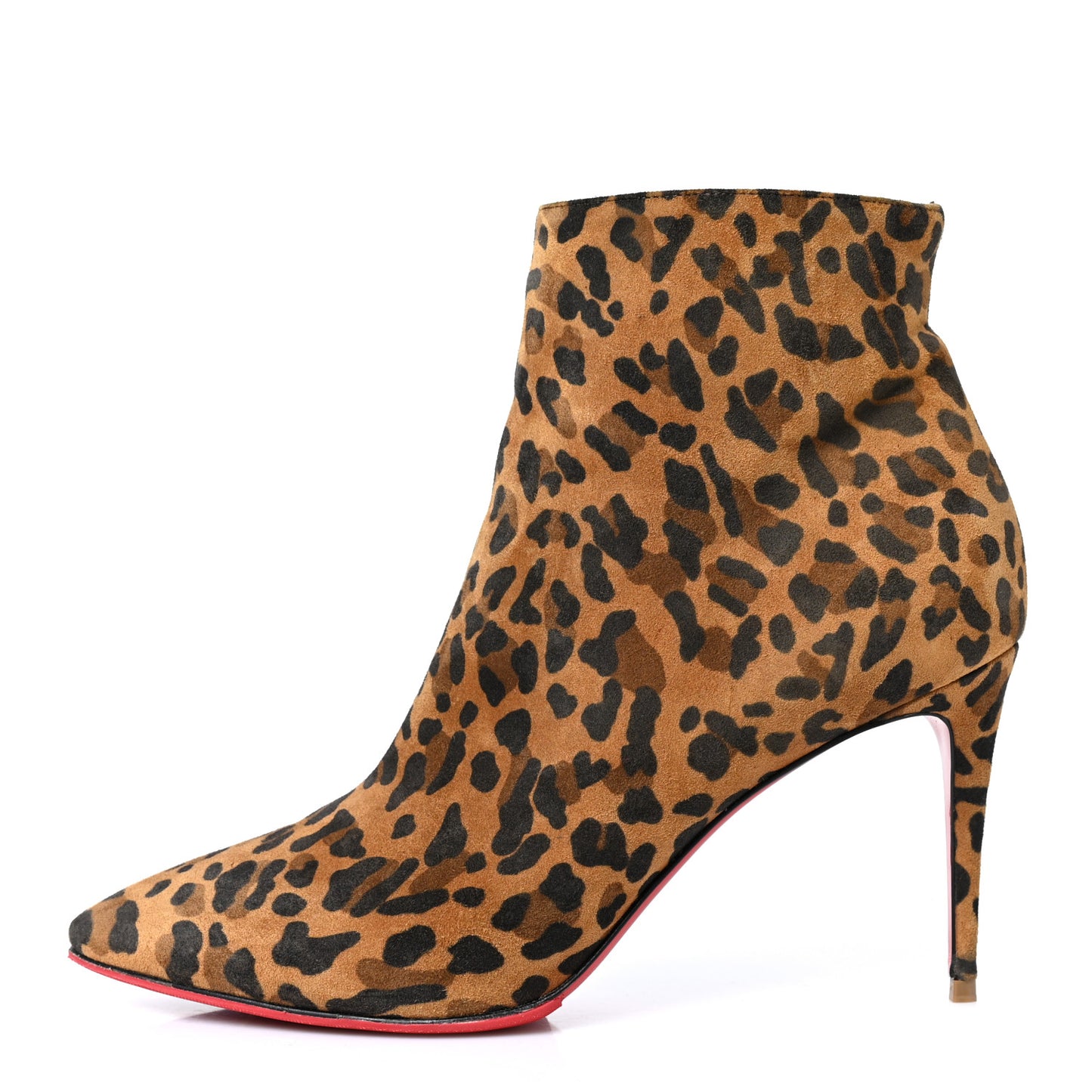 Veau Velours Leopard Print Eloise Booty 85 Ankle Boots 39 Caramel