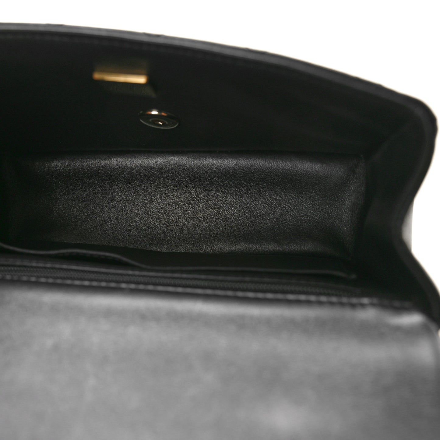 Lambskin Quilted Mini Top Handle Rectangular Flap Black