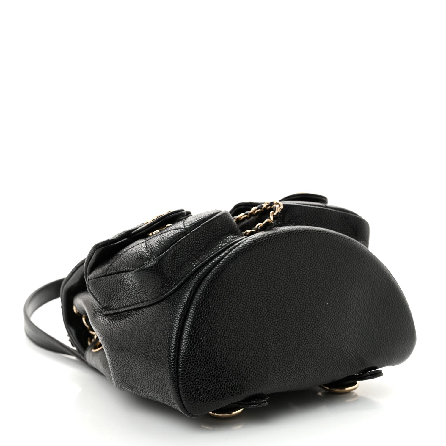 Chanel Shiny Caviar Quilted Small Duma Pockets Drawstring Backpack Black 4 of 11