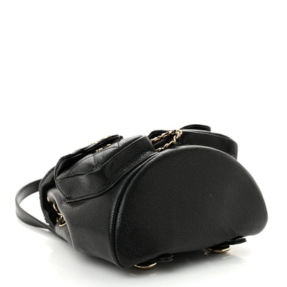 Chanel Shiny Caviar Quilted Small Duma Pockets Drawstring Backpack Black 4 of 11