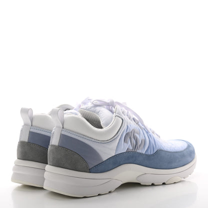 Chanel Suede Calfskin Nylon CC Sneakers 39.5 Sky Blue 4 of 8
