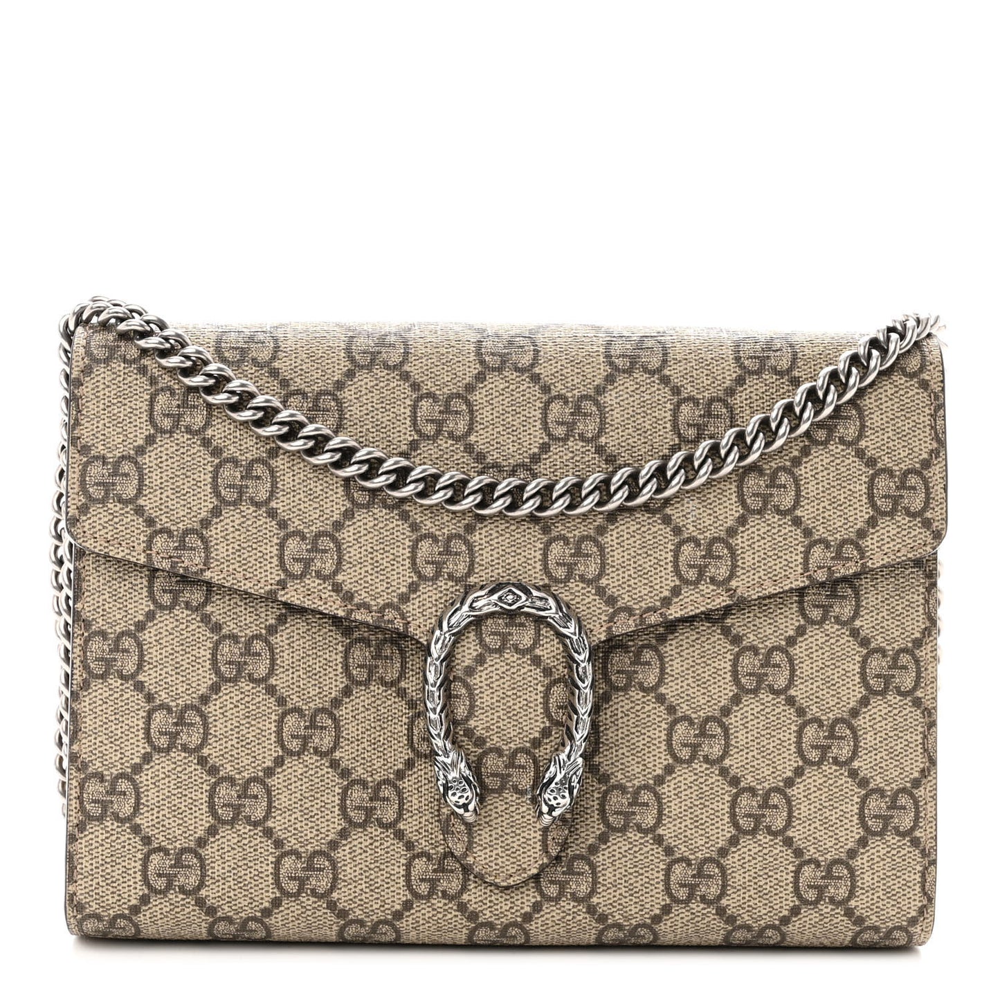 GG Supreme Monogram Mini Dionysus Chain Wallet Beige Taupe