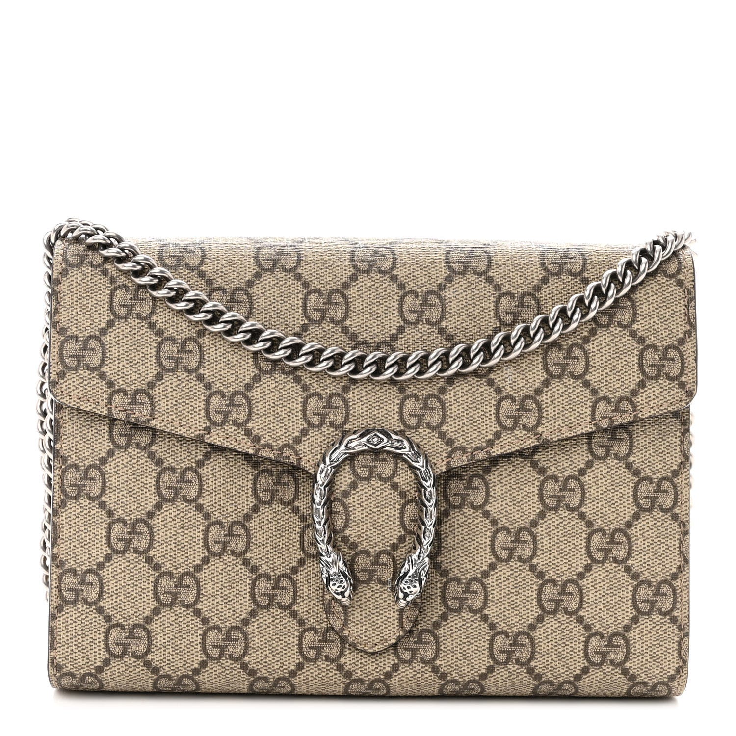 Gucci GG Supreme Monogram Mini Dionysus Chain Wallet Beige Taupe 1 of 10