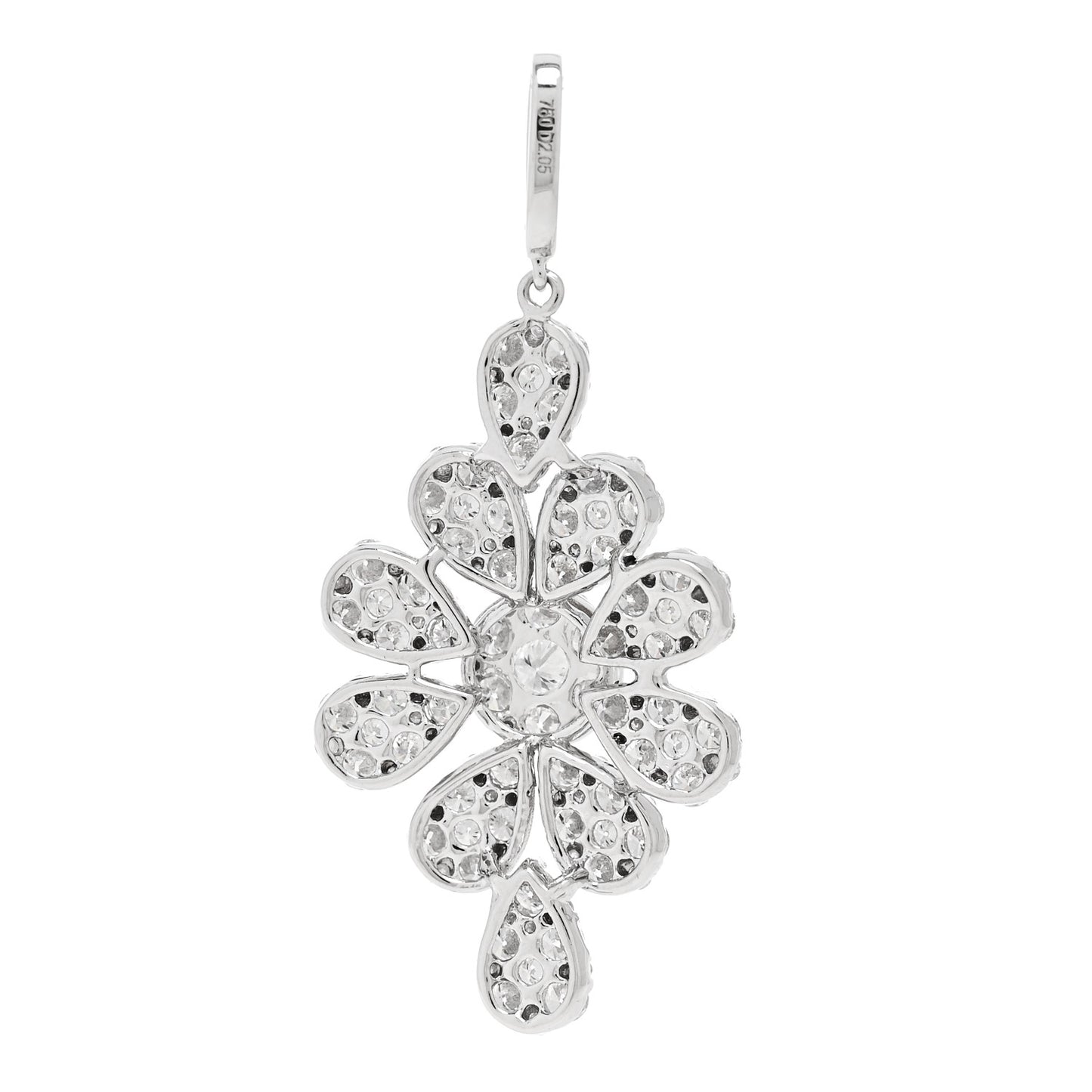 18K White Gold Diamond 1.76ctw Drop Pendant