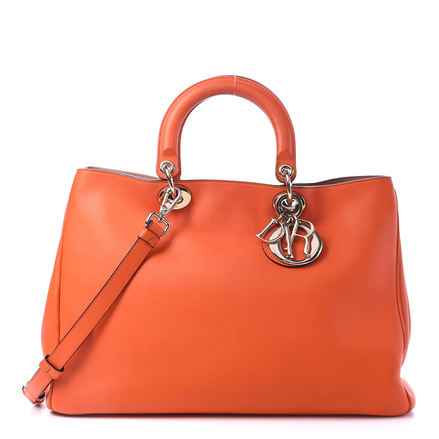 Christian Dior Smooth Calfskin Large Diorissimo Tote Orange Light Pink 1 of 12