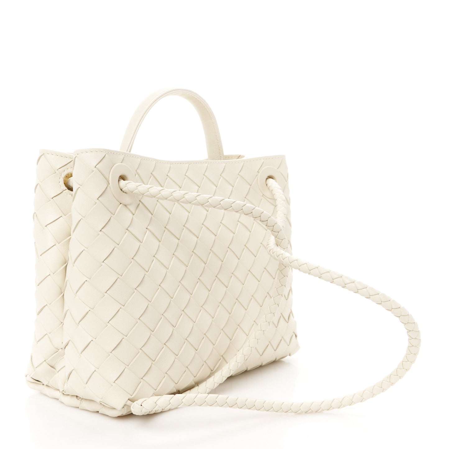 Nappa Intrecciato Small Andiamo Shoulder Bag Sea Salt