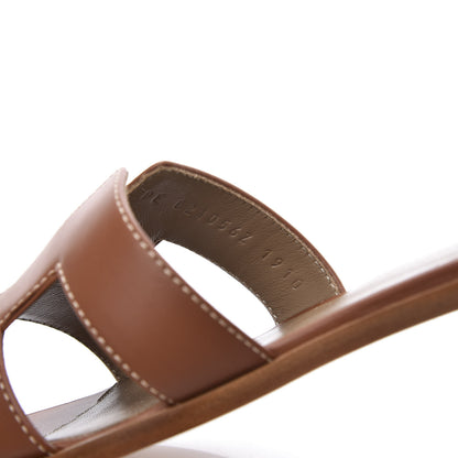 Hermes Box Calfskin Oran Sandals 38.5 Gold 10 of 11