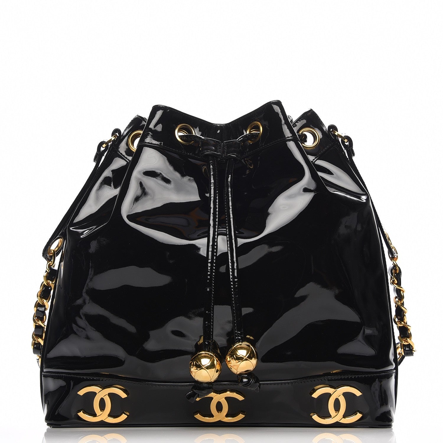 Chanel Patent CC Drawstring Shoulder Bag Black 1 of 8
