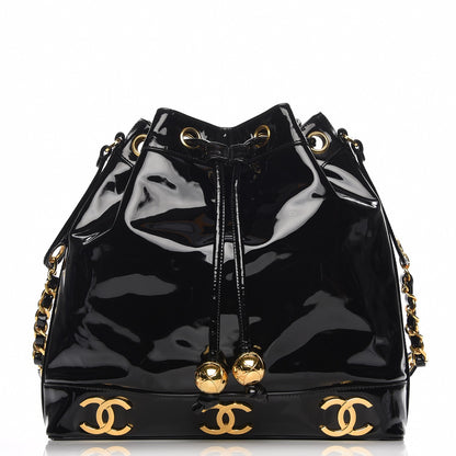 Chanel Patent CC Drawstring Shoulder Bag Black 1 of 8