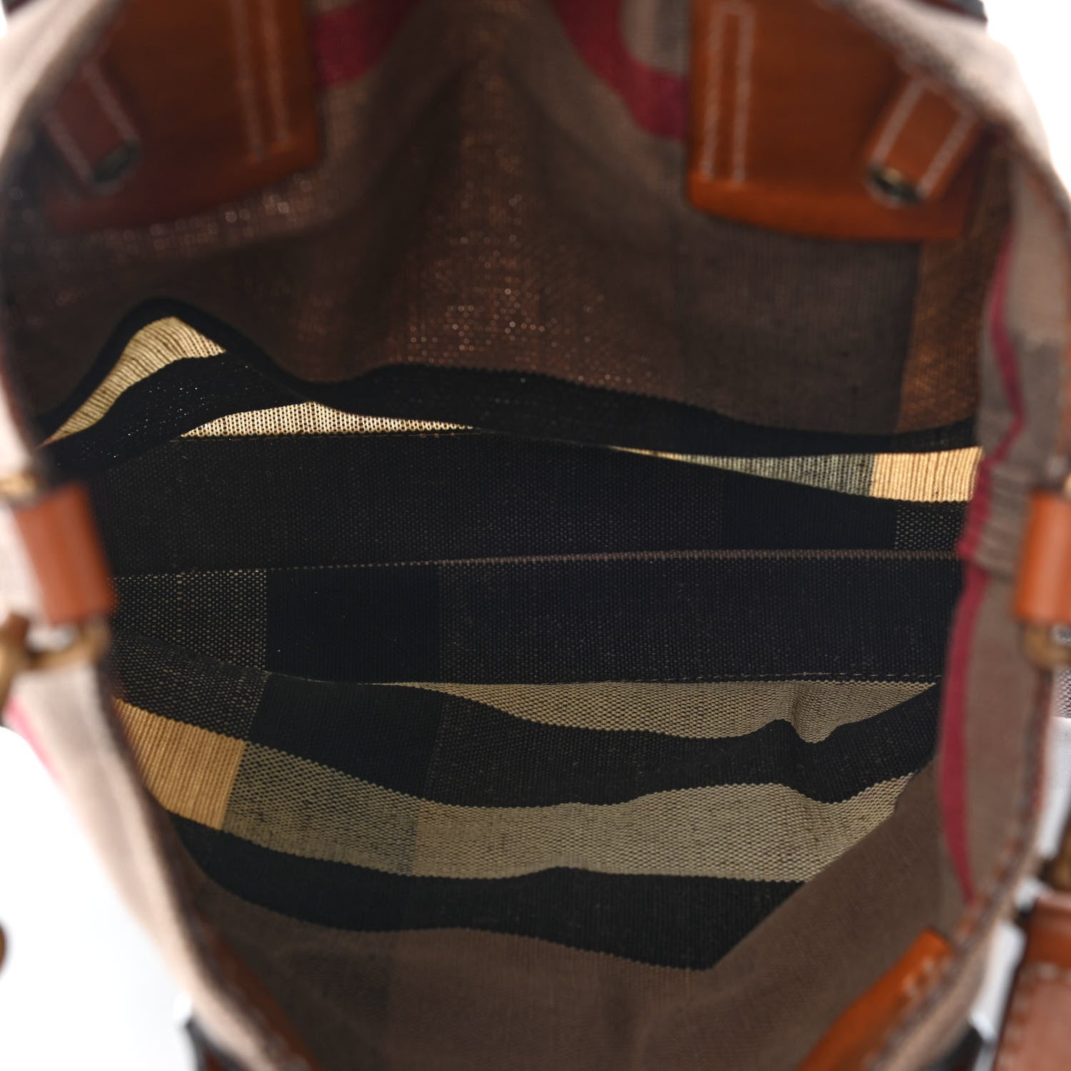 Burberry Canvas Mega Check Medium Tottenham Brit Tote Saddle Brown 4 of 8