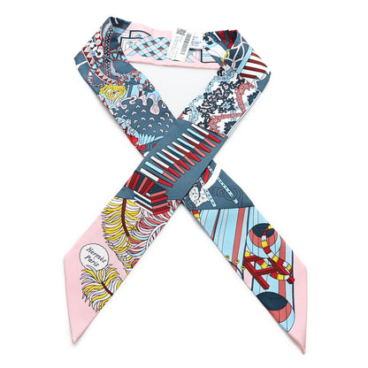 Hermes Silk De l'Ombrelle Aux Duels Twilly Bleu Moyen Rose Pale 1 of 3