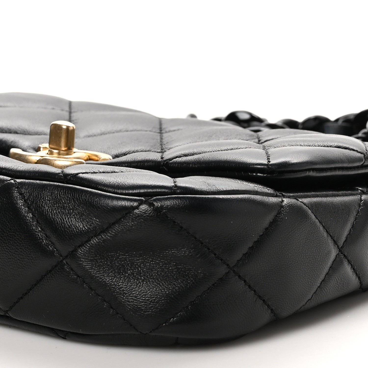 Chanel Lambskin Quilted Mini Lacquered Chain Flap Black 10 of 11
