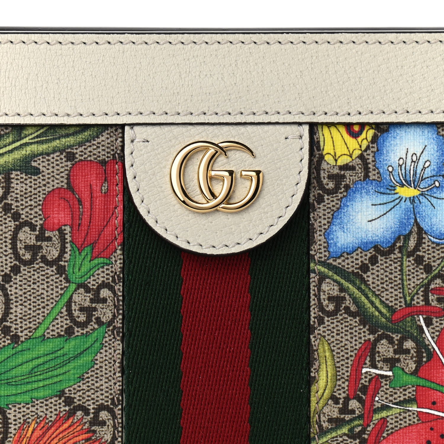 Gucci GG Supreme Monogram Flora Web Small Ophidia Chain Shoulder Bag White 11 of 17