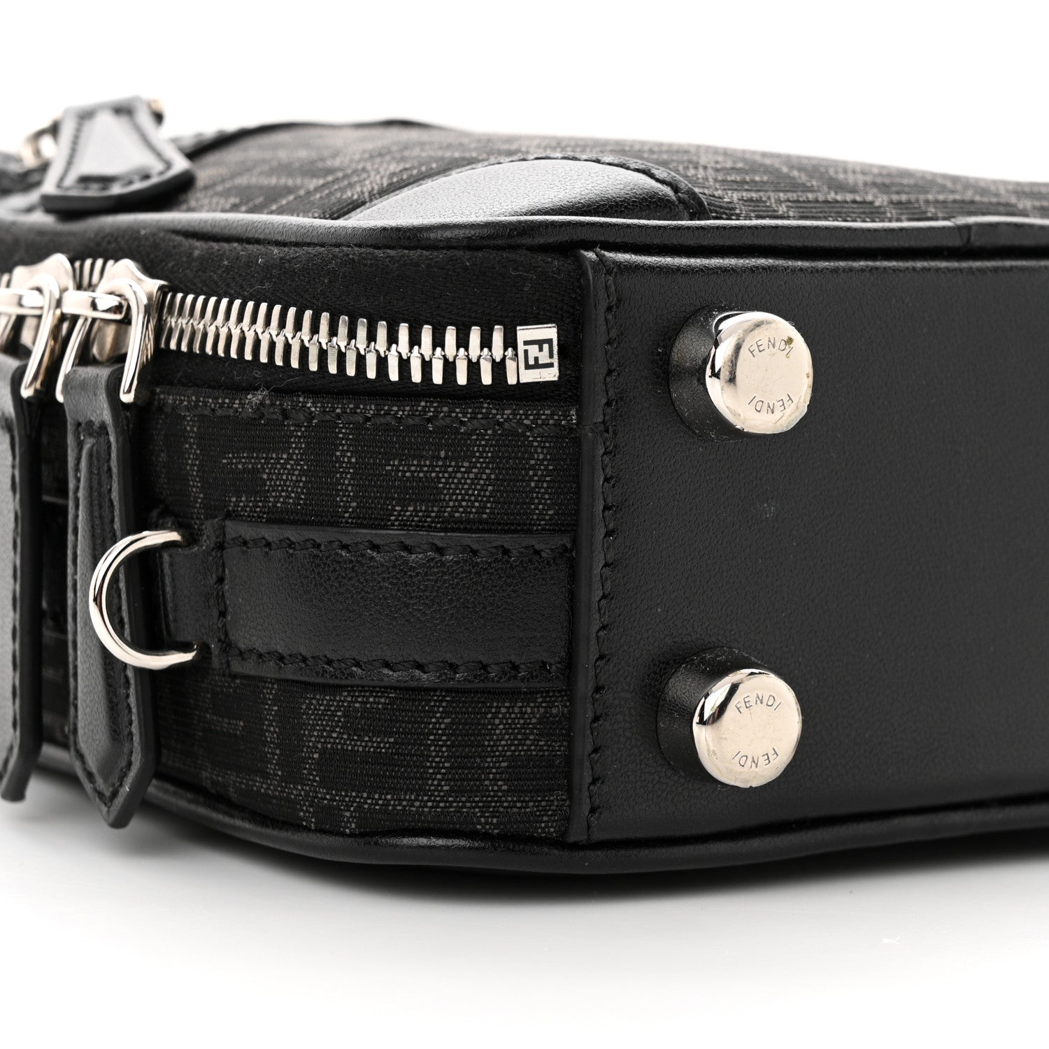 Fendi Recycled Fabric Jacquard Vitello Astro Micro FF Mini Trolley Bag Asfalto Black 11 of 13