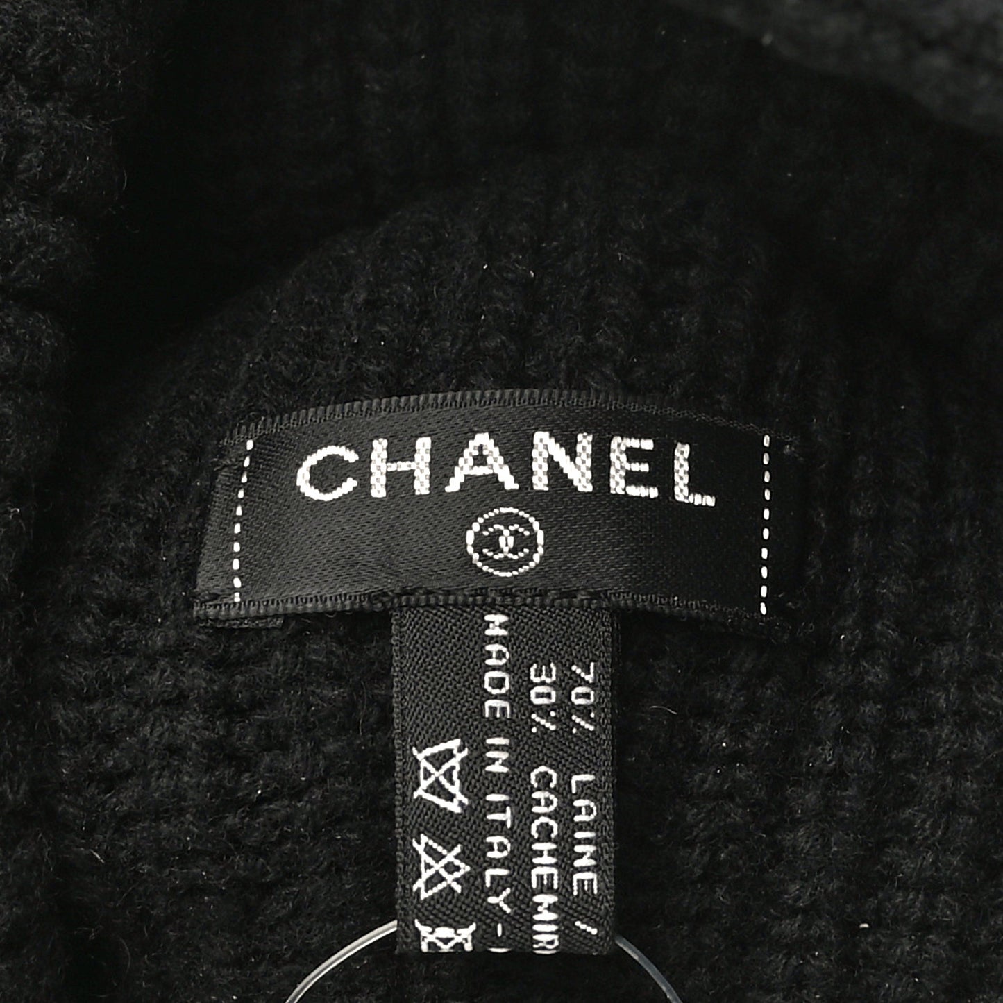Wool Cashmere CC Beanie Hat Light Black White