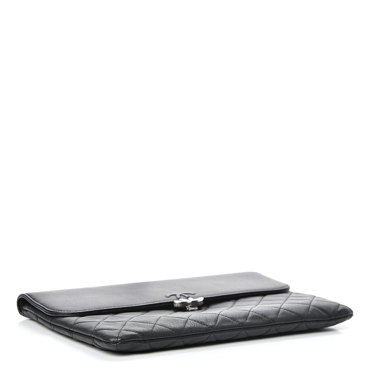 Calfskin Quilted CC Box Flap Pouch Black