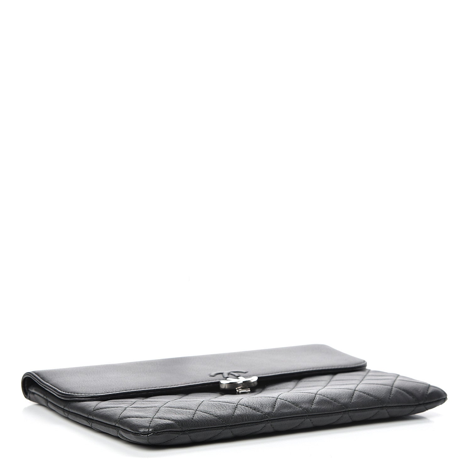 Chanel Calfskin Quilted CC Box Flap Pouch Black 3 of 8