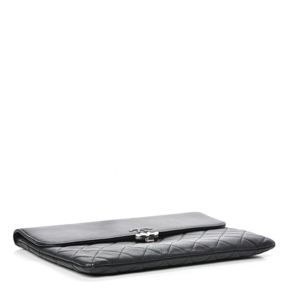 Chanel Calfskin Quilted CC Box Flap Pouch Black 3 of 8
