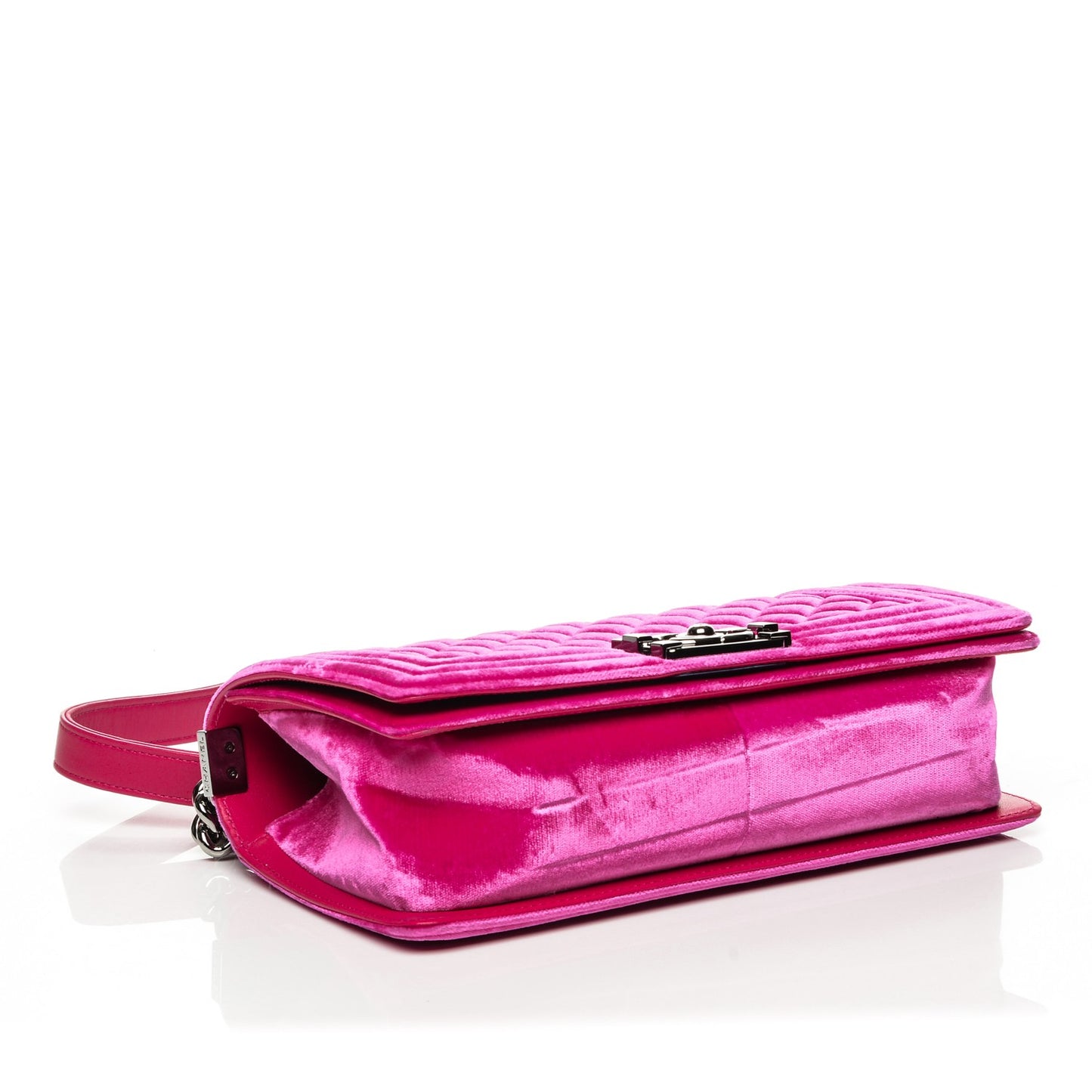 Velvet Quilted Medium Boy Flap Fuchsia