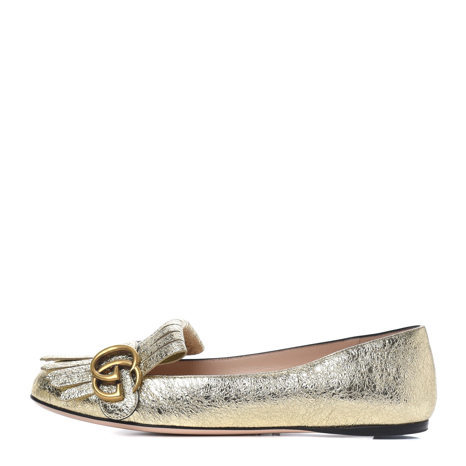 Gucci Galassia GG Marmont Fringe Flats 36.5 Platino 1 of 21