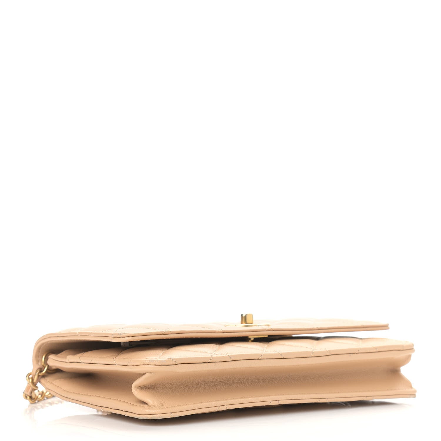 Chanel Lambskin Quilted CC Pearl Crush Wallet on Chain WOC Beige 4 of 13