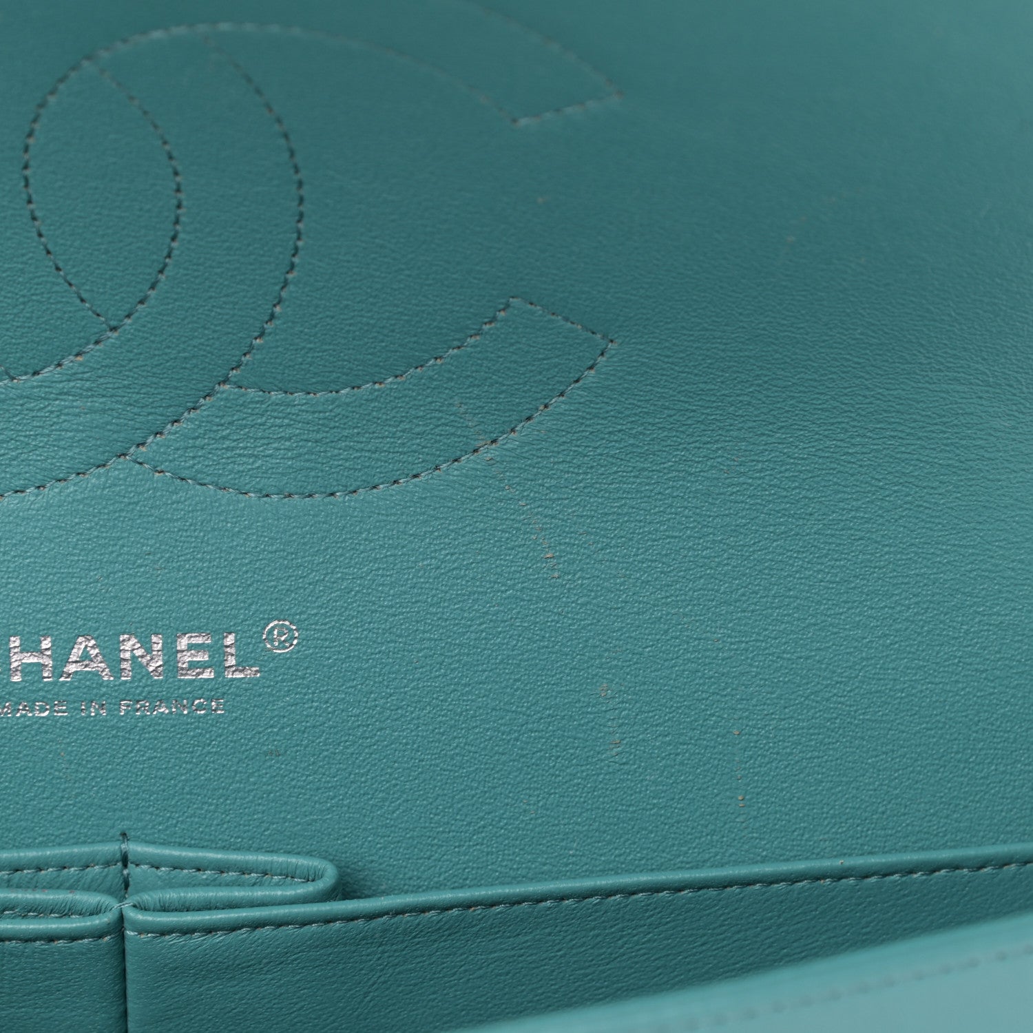 Chanel Lambskin Quilted Tri-Color Jumbo Double Flap Navy Blue Green 24 of 39