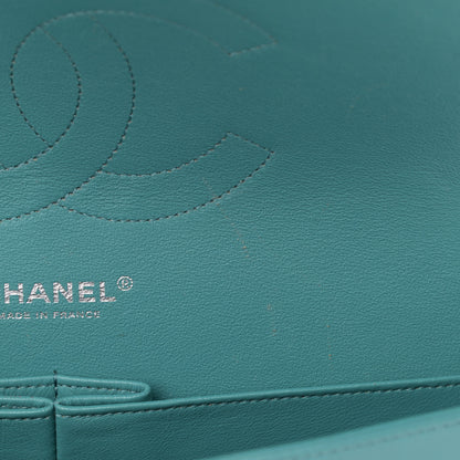 Chanel Lambskin Quilted Tri-Color Jumbo Double Flap Navy Blue Green 24 of 39